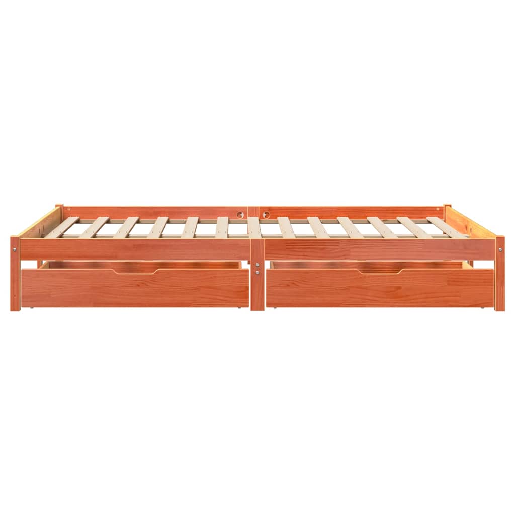 Cadre de lit sans matelas cire marron 120x190cm bois pin massif - XIOS