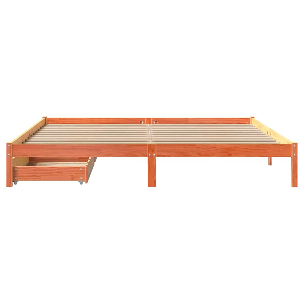 Cadre de lit sans matelas cire marron 180x200cm bois pin massif - XIOS