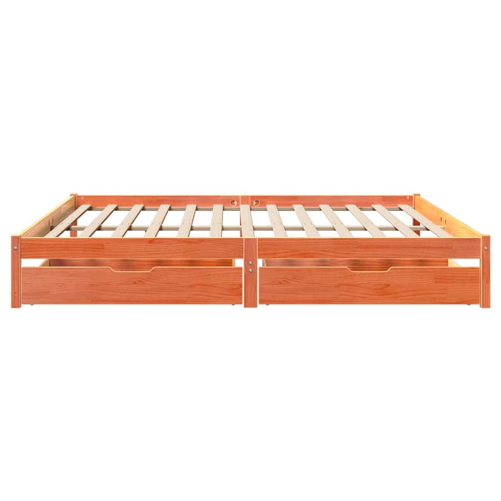 Cadre de lit sans matelas cire marron 200x200cm bois pin massif - XIOS