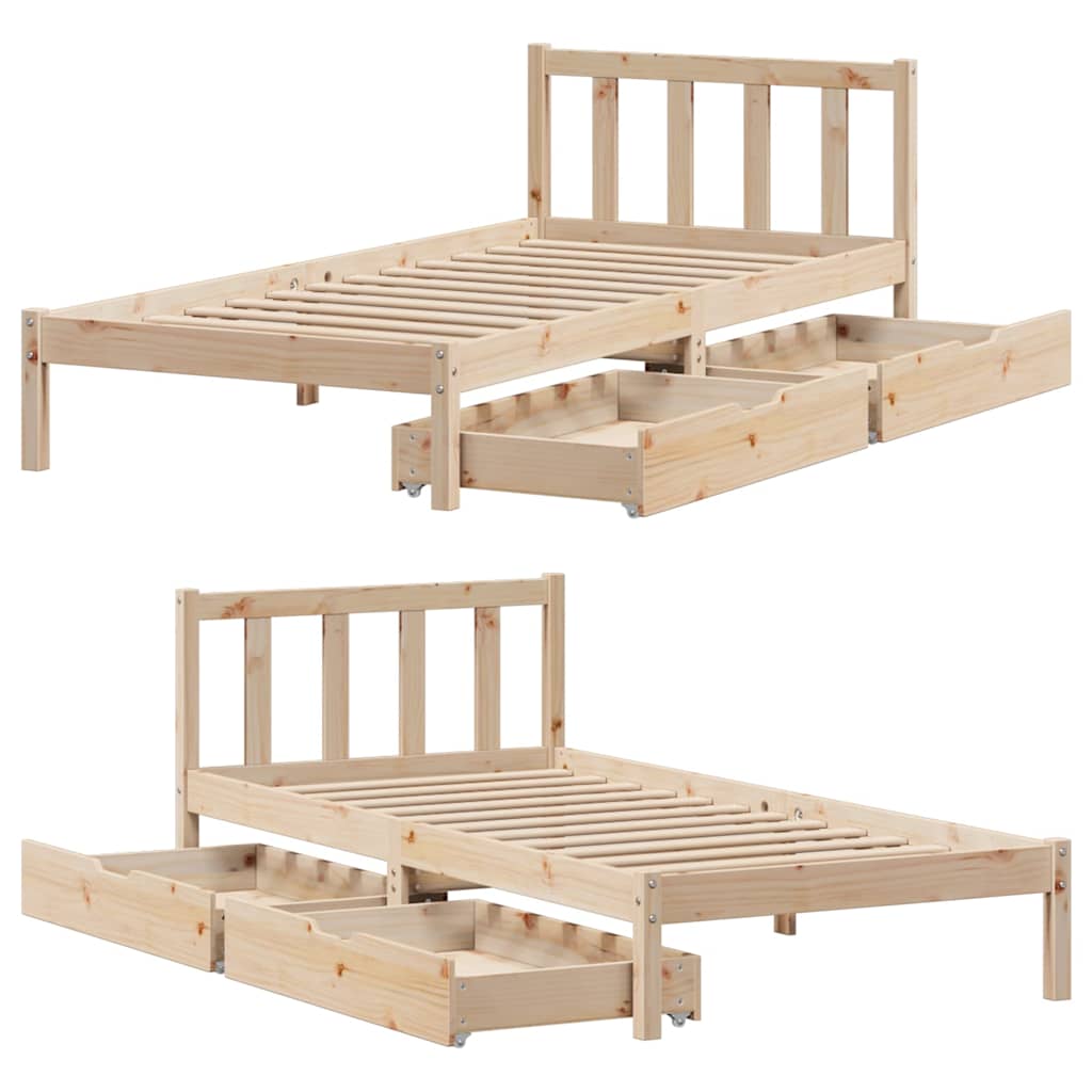 Cadre de lit sans matelas 75x190 cm bois de pin massif - XIOS