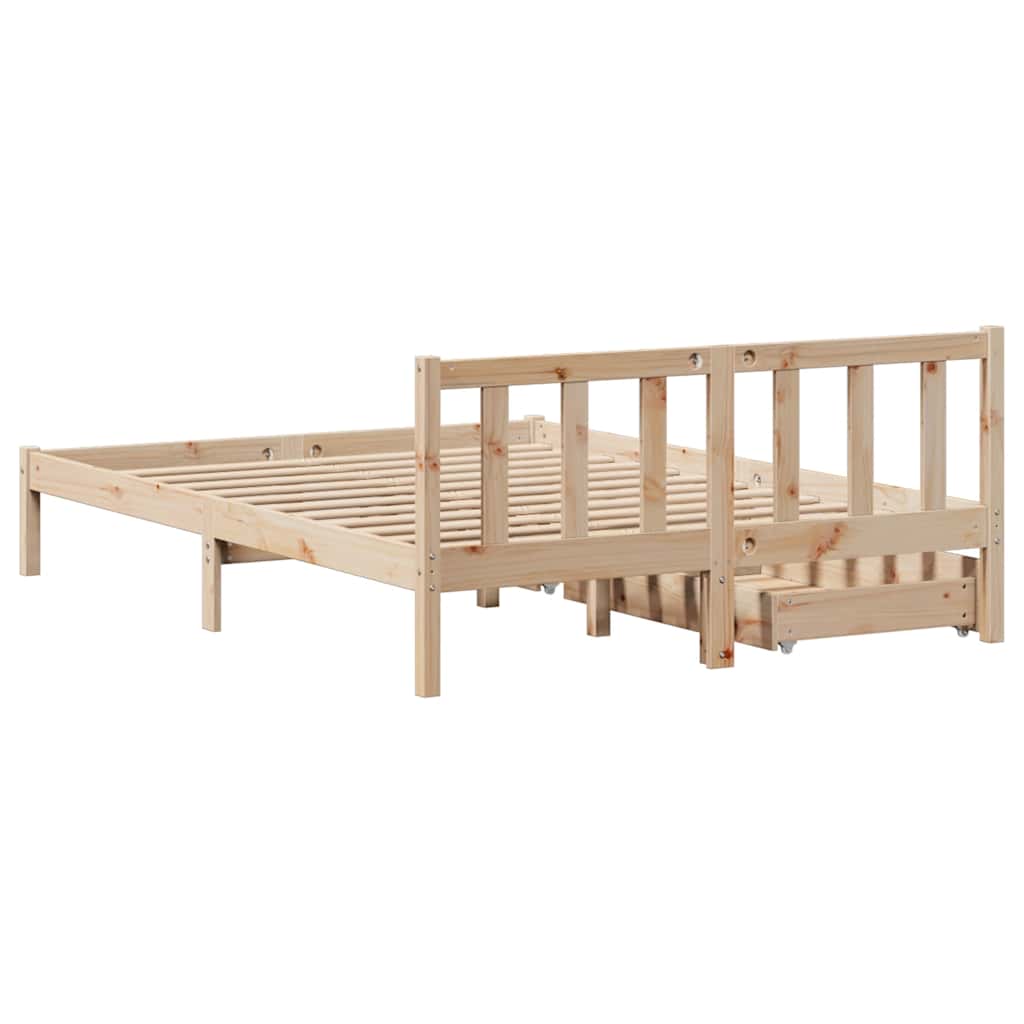 Cadre de lit sans matelas 140x190 cm bois de pin massif - XIOS