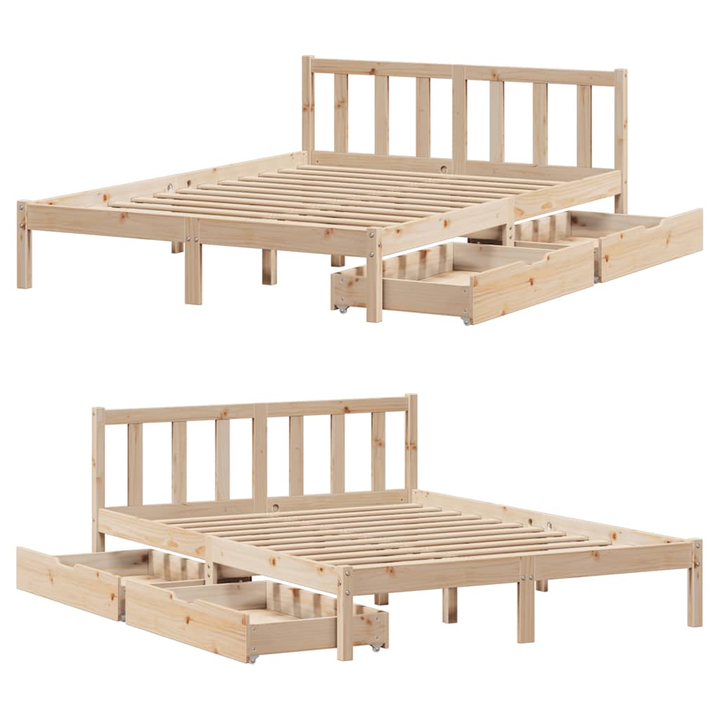 Cadre de lit sans matelas 140x190 cm bois de pin massif - XIOS
