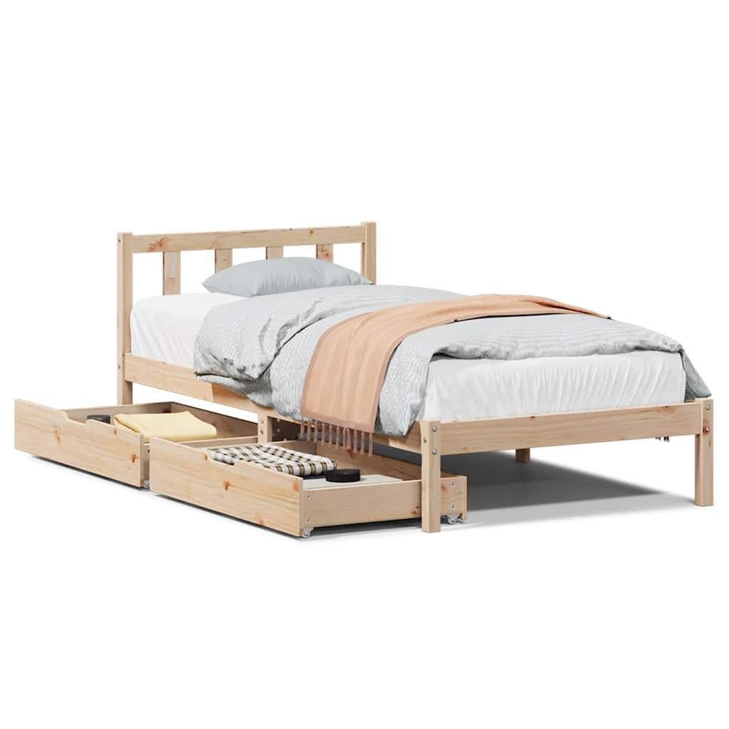 Cadre de lit sans matelas 90x200 cm bois de pin massif - XIOS