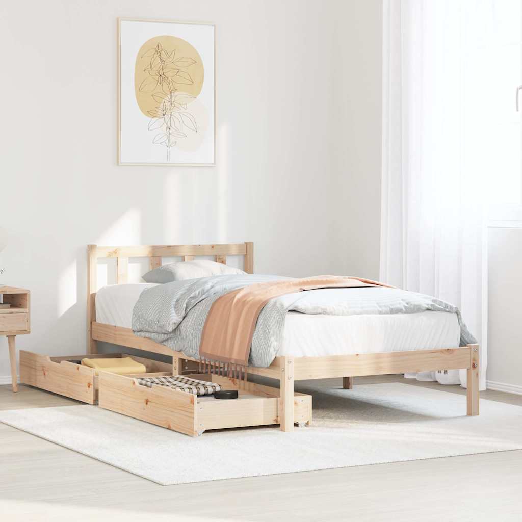 Cadre de lit sans matelas 100x200 cm bois massif de pin - XIOS
