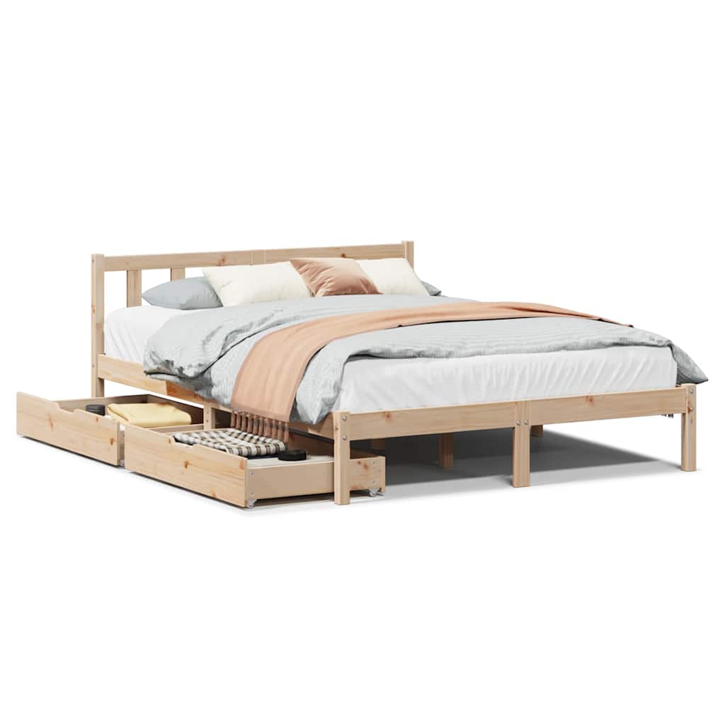 Cadre de lit sans matelas 120x200 cm bois de pin massif - XIOS