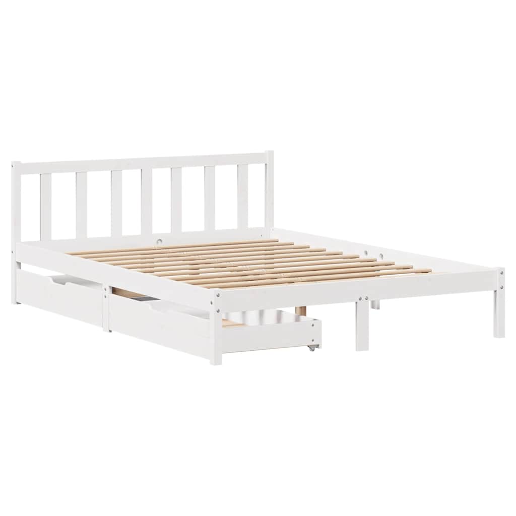 Cadre de lit sans matelas blanc 120x200 cm bois de pin massif - XIOS
