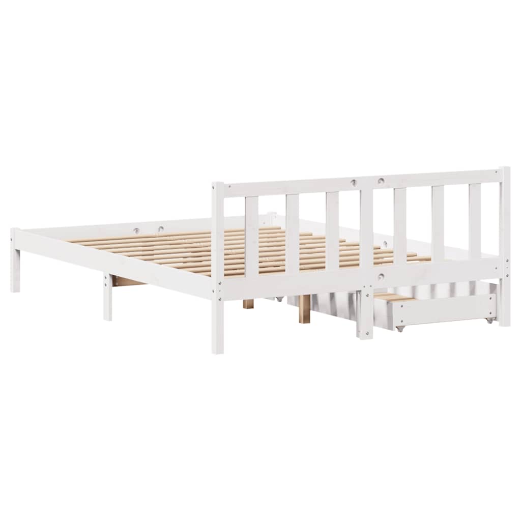 Cadre de lit sans matelas blanc 120x200 cm bois de pin massif - XIOS