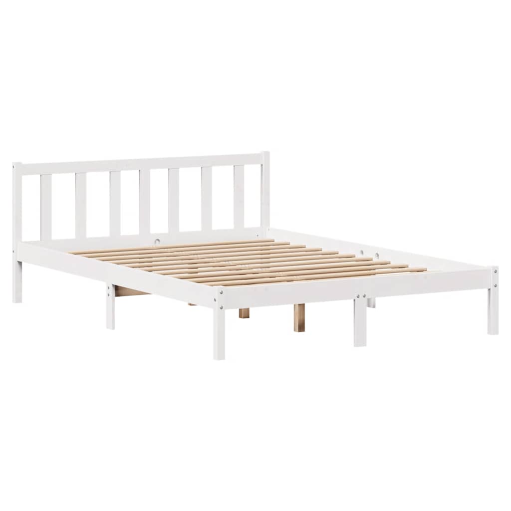 Cadre de lit sans matelas blanc 120x200 cm bois de pin massif - XIOS
