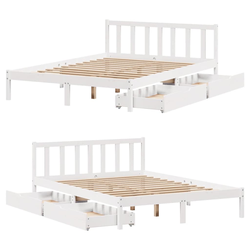 Cadre de lit sans matelas blanc 120x200 cm bois de pin massif - XIOS