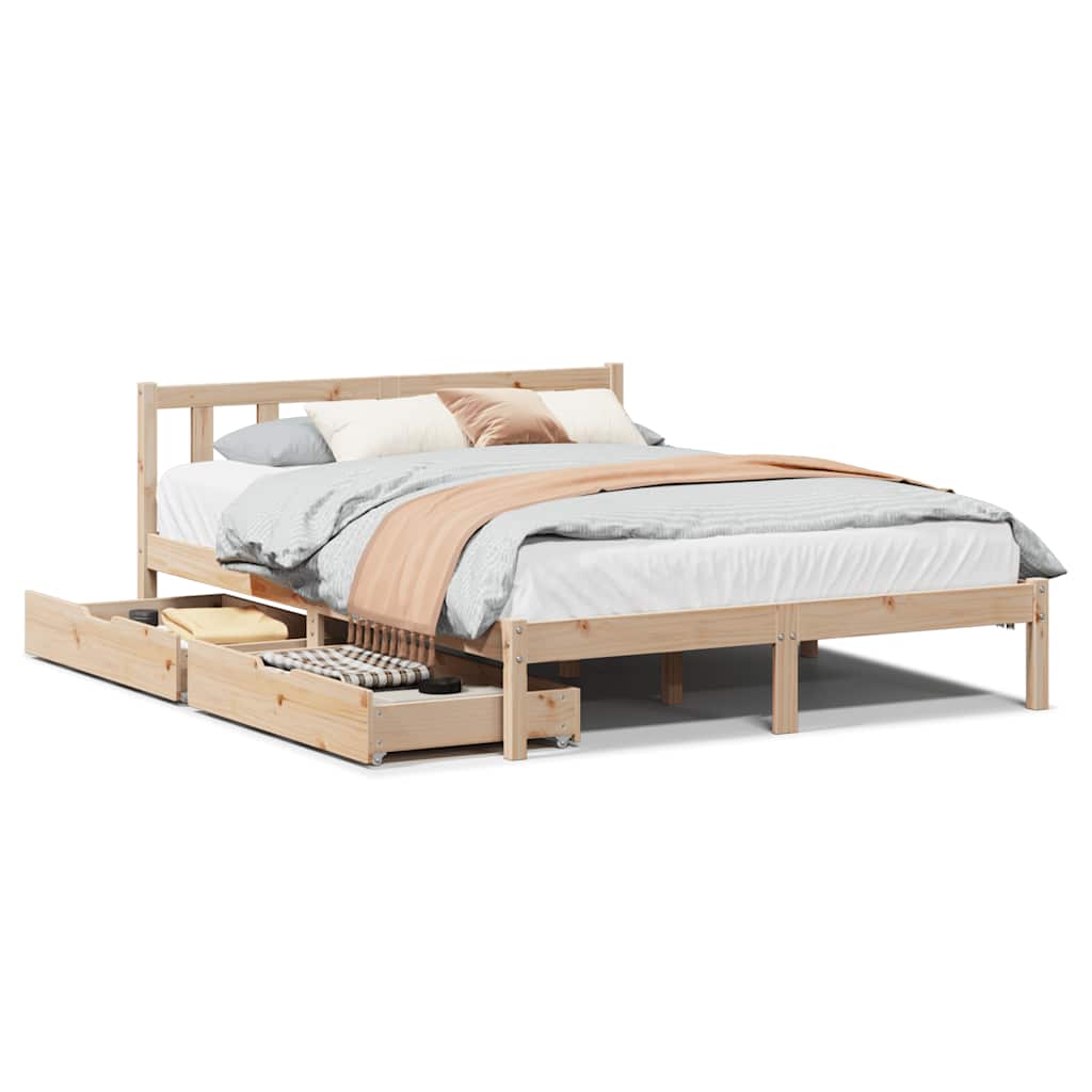Cadre de lit sans matelas 150x200 cm bois de pin massif - XIOS