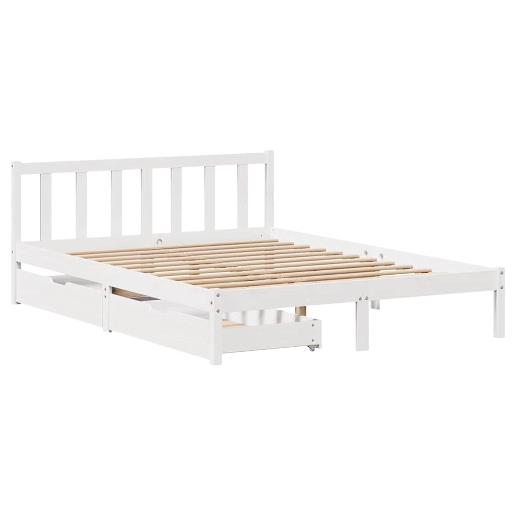 Cadre de lit sans matelas blanc 150x200 cm bois de pin massif - XIOS