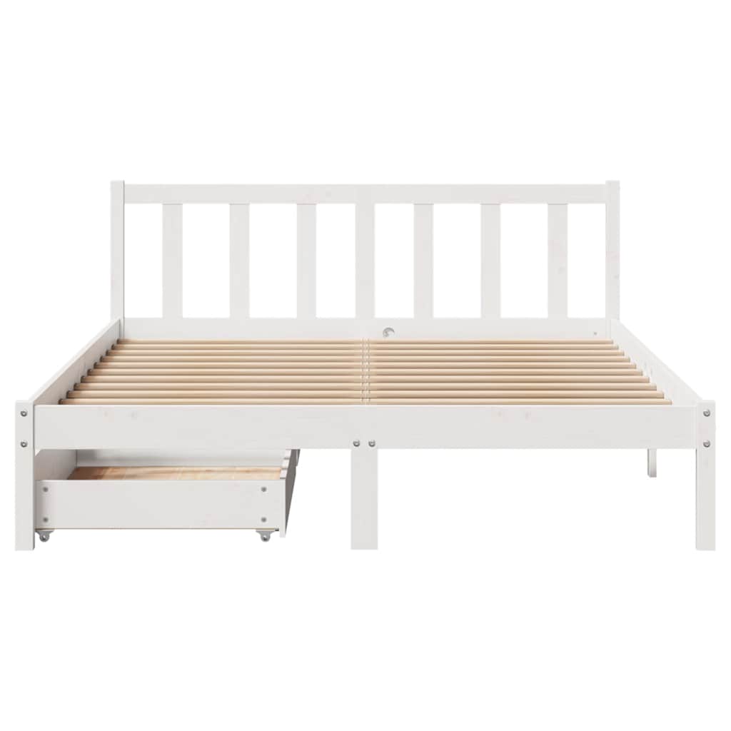 Cadre de lit sans matelas blanc 150x200 cm bois de pin massif - XIOS
