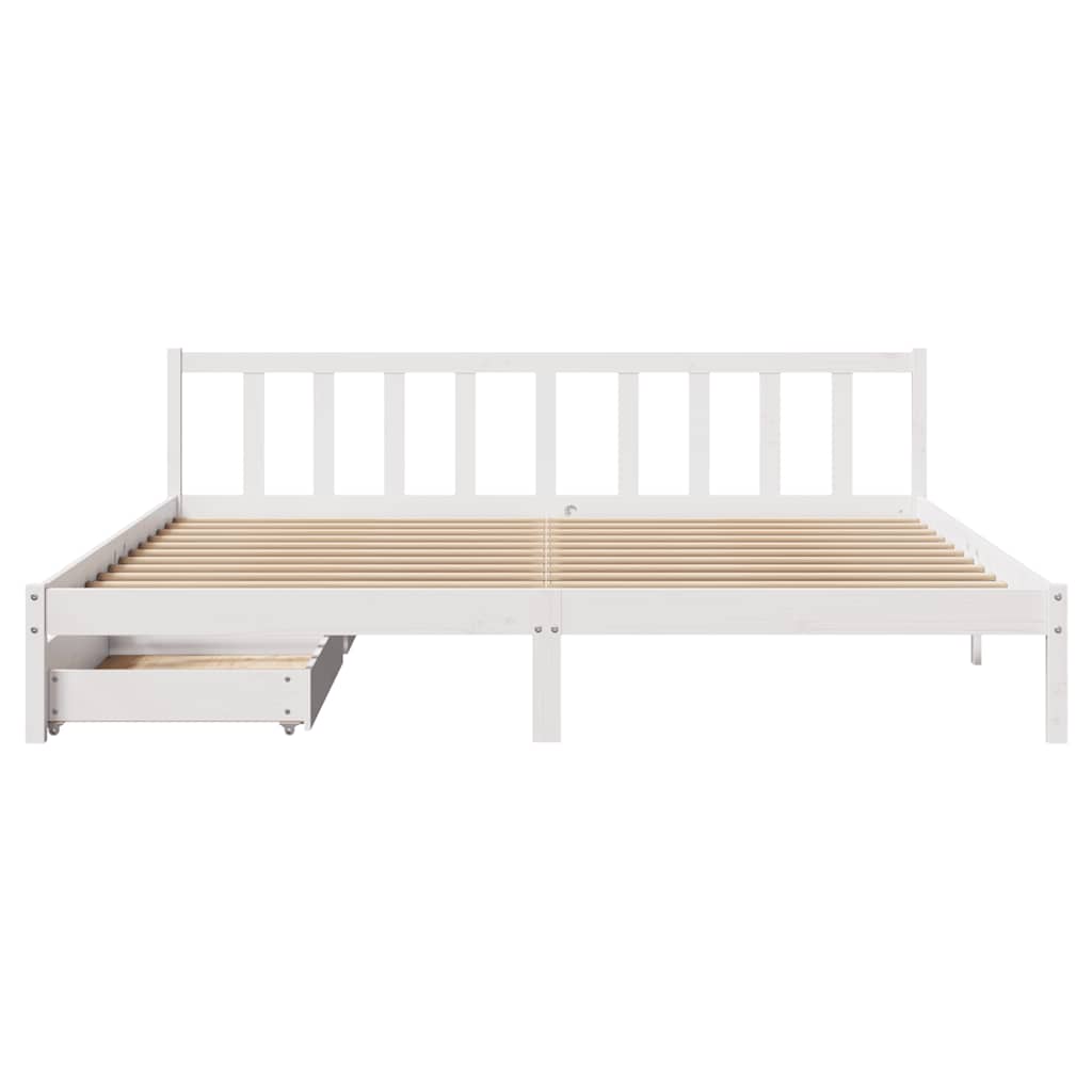 Cadre de lit sans matelas blanc 180x200 cm bois massif de pin - XIOS