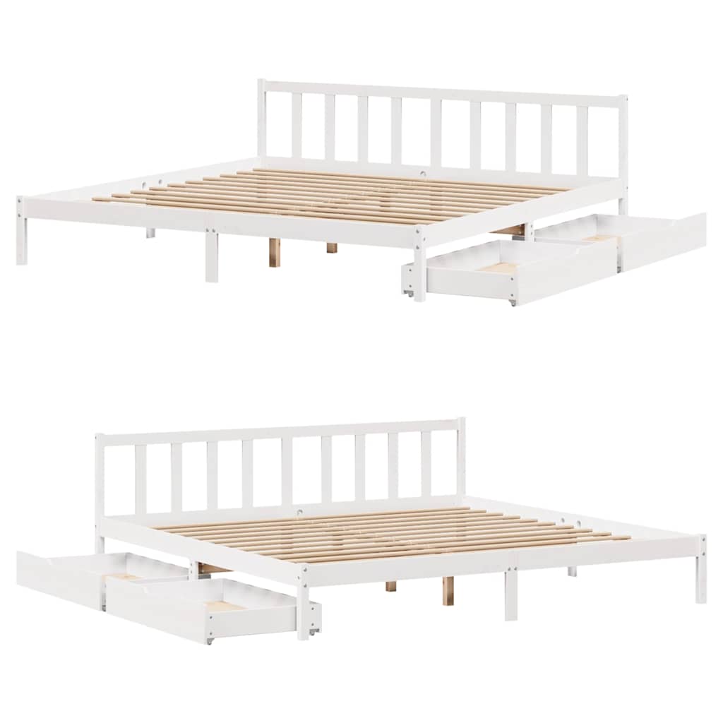 Cadre de lit sans matelas blanc 180x200 cm bois massif de pin - XIOS