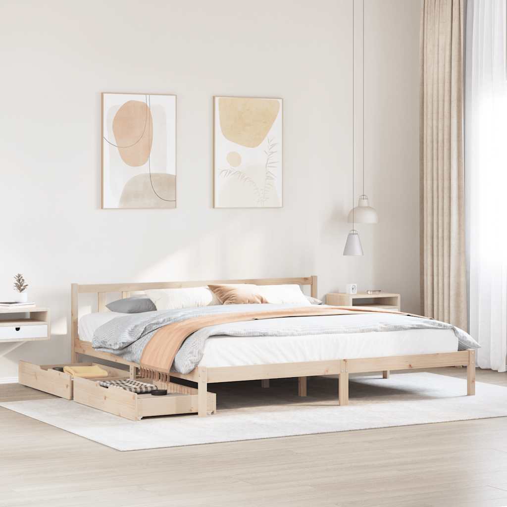Cadre de lit sans matelas 200x200 cm bois massif de pin - XIOS