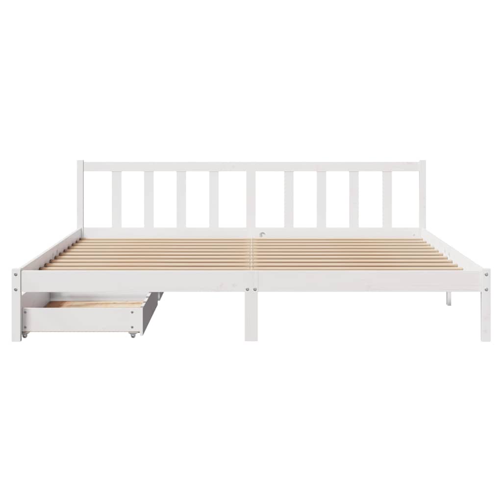 Cadre de lit sans matelas blanc 200x200 cm bois massif de pin - XIOS