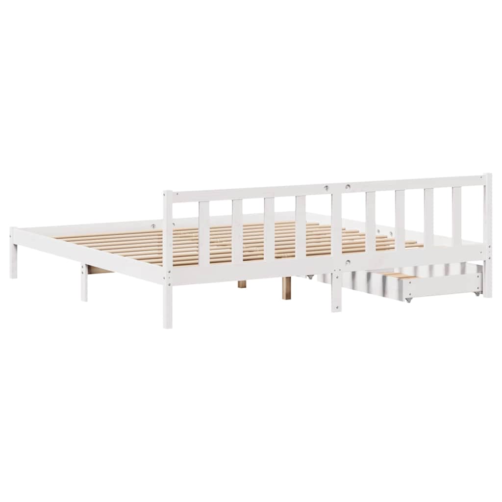 Cadre de lit sans matelas blanc 200x200 cm bois massif de pin - XIOS