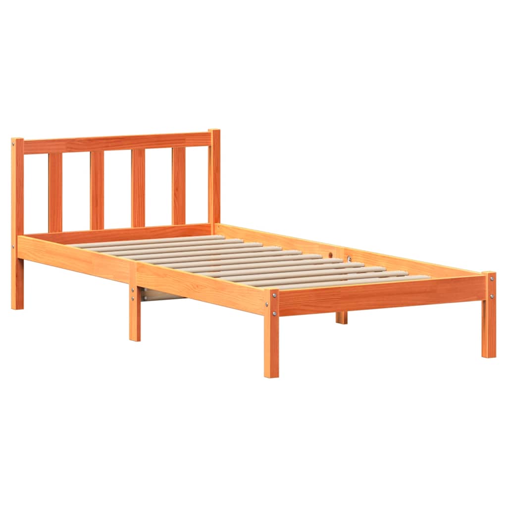 Cadre de lit sans matelas cire marron 100x200cm bois pin massif - XIOS