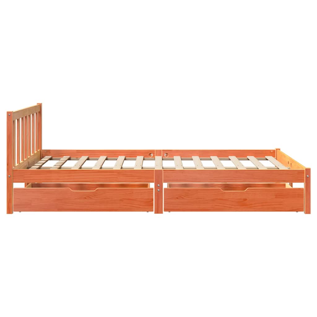 Cadre de lit sans matelas cire marron 160x200cm bois pin massif - XIOS