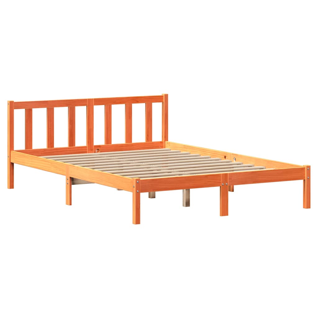 Cadre de lit sans matelas cire marron 160x200cm bois pin massif - XIOS