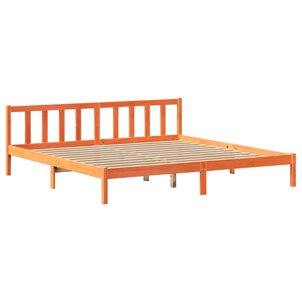Cadre de lit sans matelas cire marron 180x200cm bois pin massif - XIOS