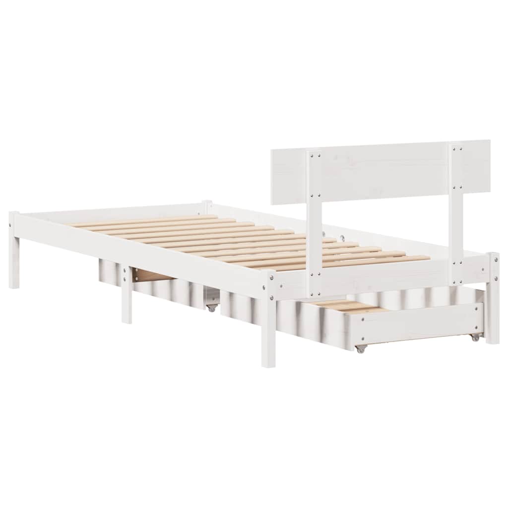 Cadre de lit sans matelas blanc 90x190 cm bois de pin massif - XIOS