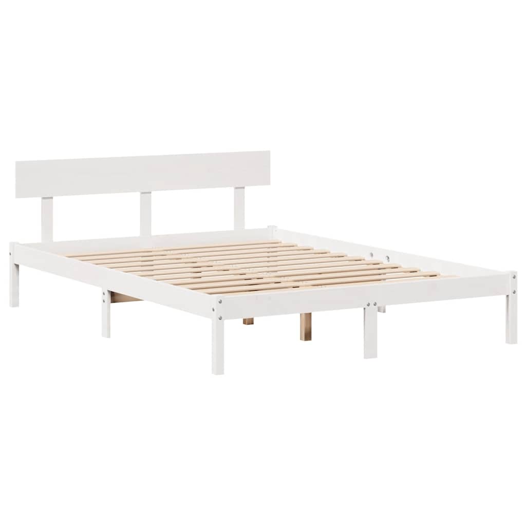 Cadre de lit sans matelas blanc 135x190 cm bois de pin massif - XIOS