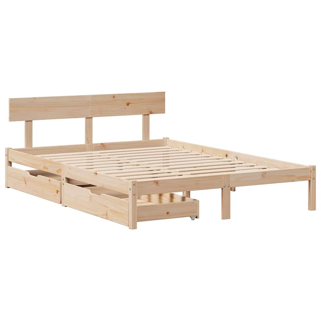 Cadre de lit sans matelas 140x190 cm bois de pin massif - XIOS