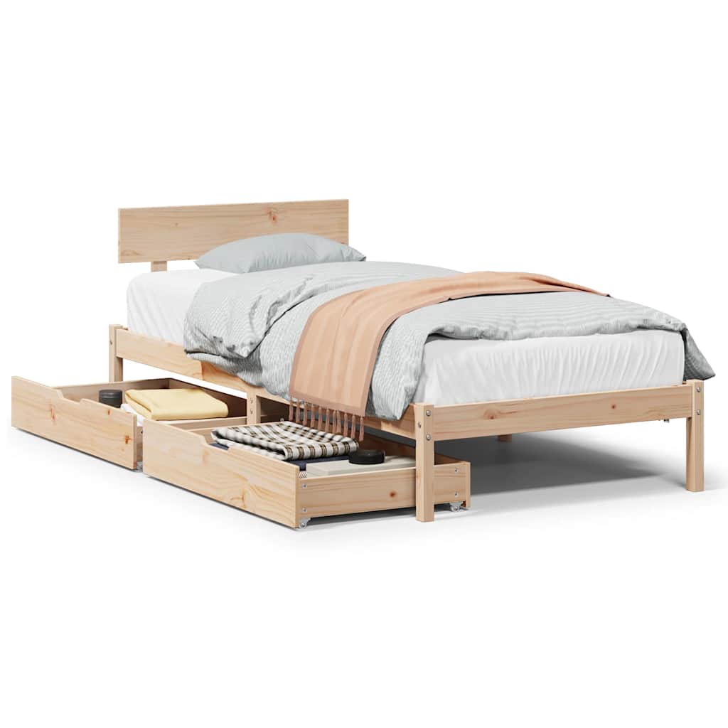 Cadre de lit sans matelas 90x200 cm bois de pin massif - XIOS