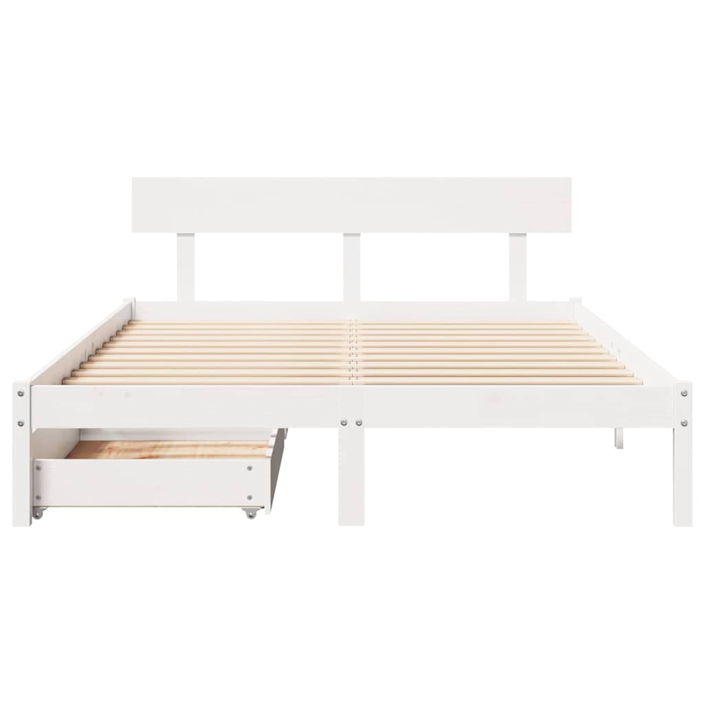 Cadre de lit sans matelas blanc 140x200 cm bois de pin massif - XIOS