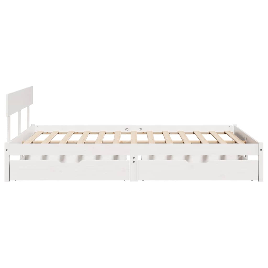 Cadre de lit sans matelas blanc 140x200 cm bois de pin massif - XIOS