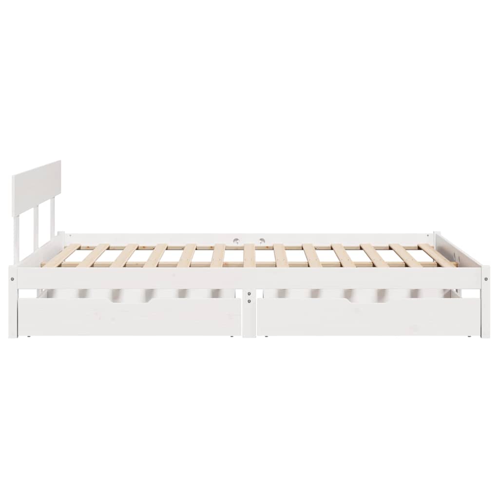 Cadre de lit sans matelas blanc 150x200 cm bois de pin massif - XIOS