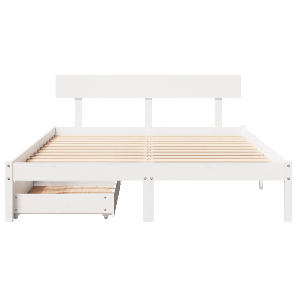Cadre de lit sans matelas blanc 160x200 cm bois de pin massif - XIOS