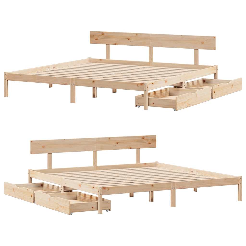 Cadre de lit sans matelas 180x200 cm bois massif de pin - XIOS