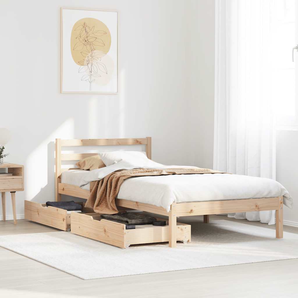 Cadre de lit sans matelas 75x190 cm bois de pin massif - XIOS