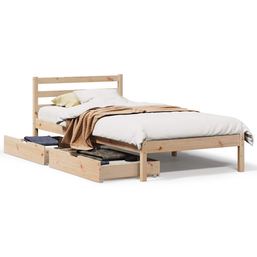 Cadre de lit sans matelas 90x190 cm bois de pin massif - XIOS