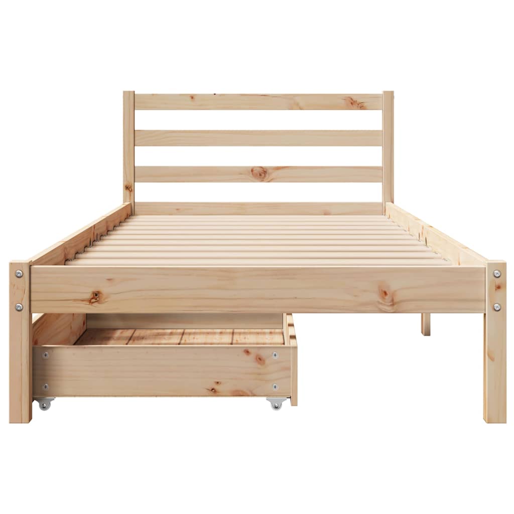 Cadre de lit sans matelas 90x190 cm bois de pin massif - XIOS