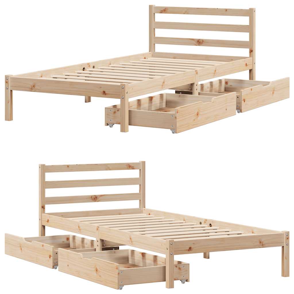 Cadre de lit sans matelas 90x190 cm bois de pin massif - XIOS