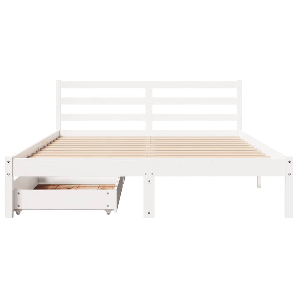 Cadre de lit sans matelas blanc 135x190 cm bois de pin massif - XIOS