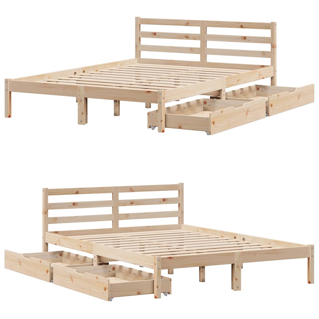Cadre de lit sans matelas 140x190 cm bois de pin massif - XIOS