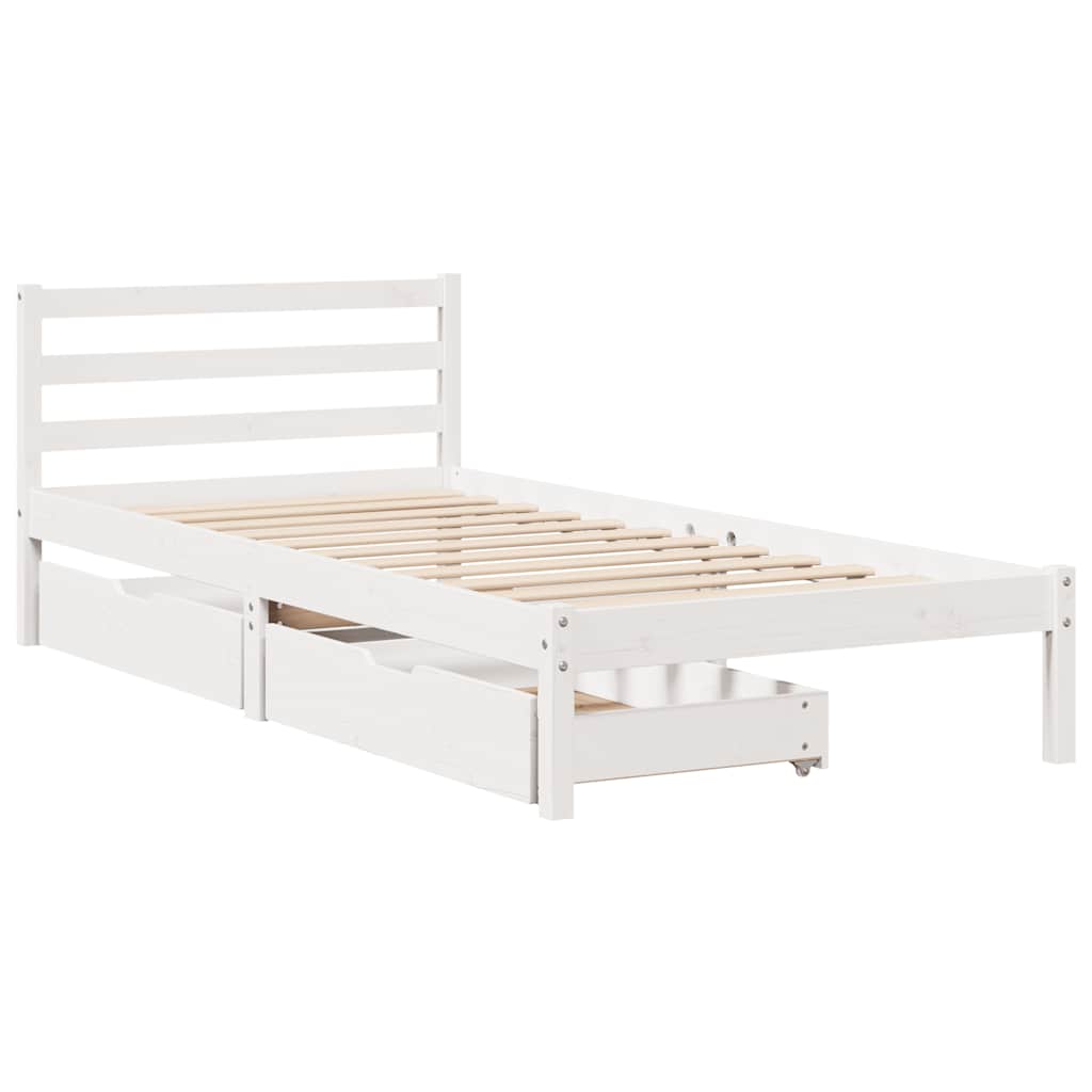 Cadre de lit sans matelas blanc 100x200 cm bois de pin massif - XIOS