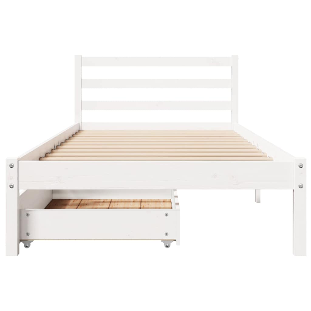Cadre de lit sans matelas blanc 100x200 cm bois de pin massif - XIOS