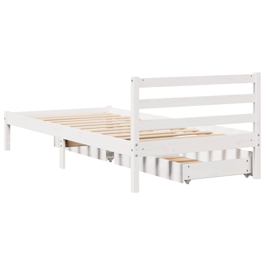 Cadre de lit sans matelas blanc 100x200 cm bois de pin massif - XIOS