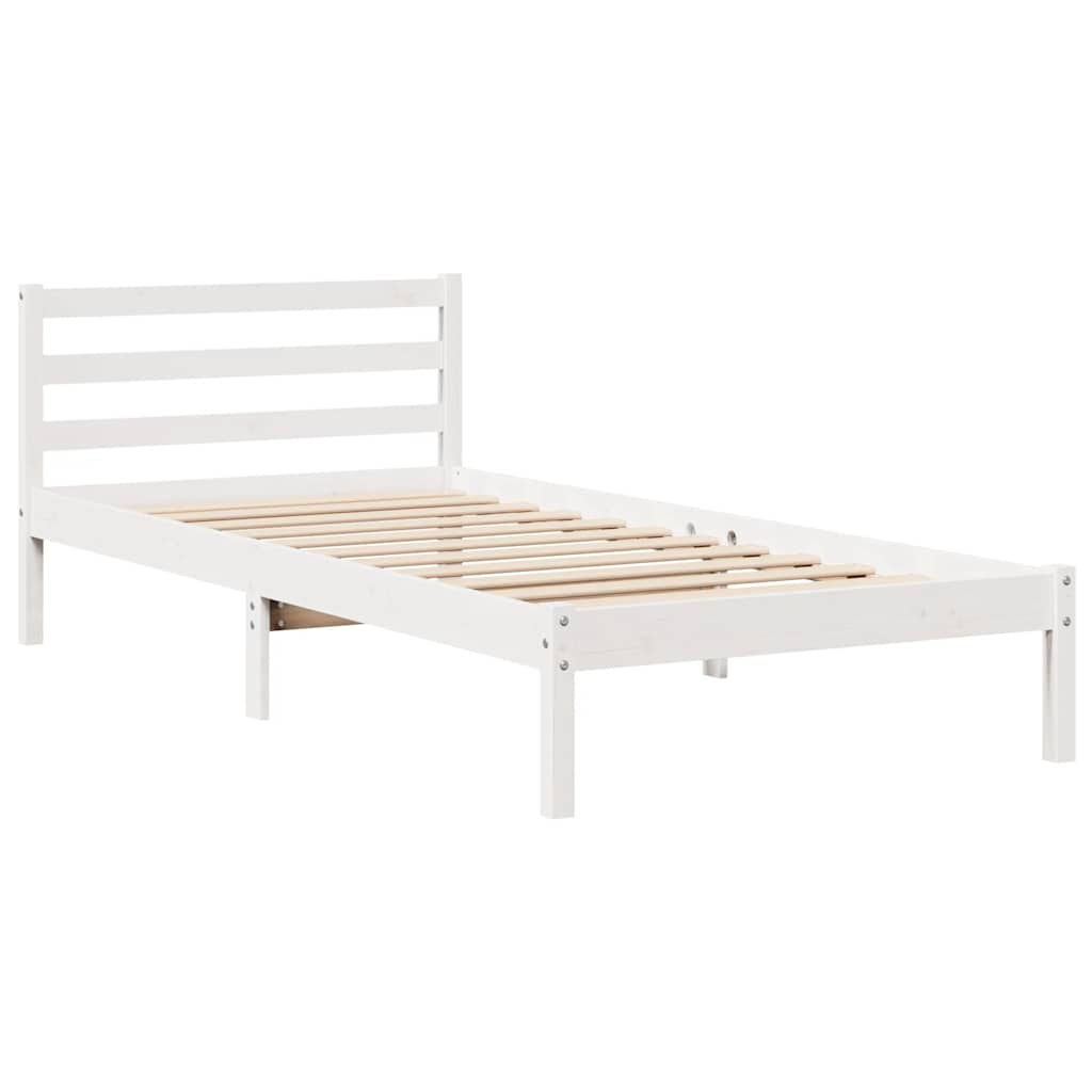 Cadre de lit sans matelas blanc 100x200 cm bois de pin massif - XIOS