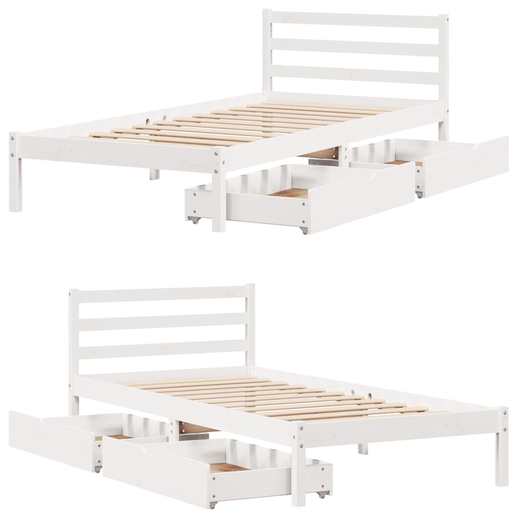 Cadre de lit sans matelas blanc 100x200 cm bois de pin massif - XIOS