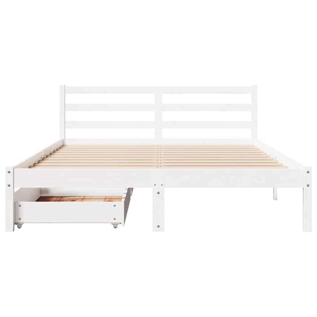 Cadre de lit sans matelas blanc 120x200 cm bois de pin massif - XIOS