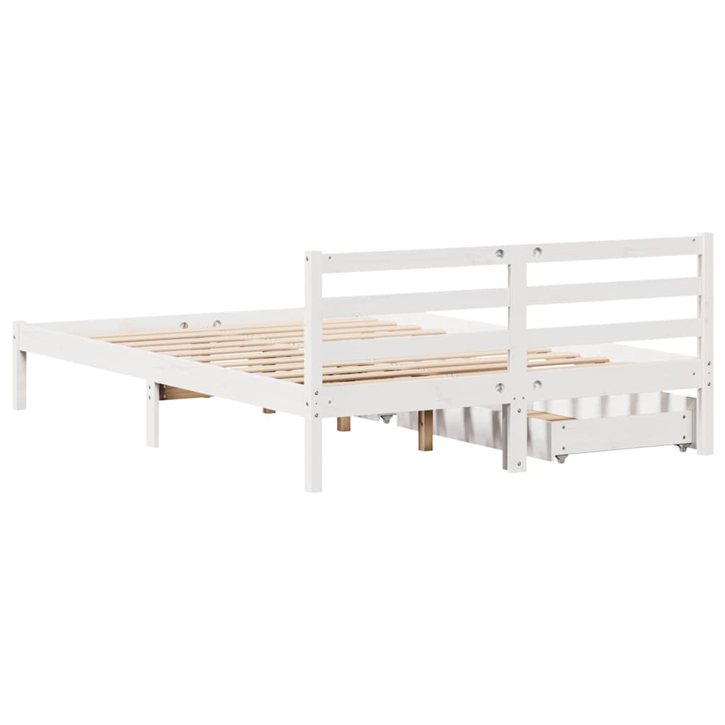 Cadre de lit sans matelas blanc 120x200 cm bois de pin massif - XIOS