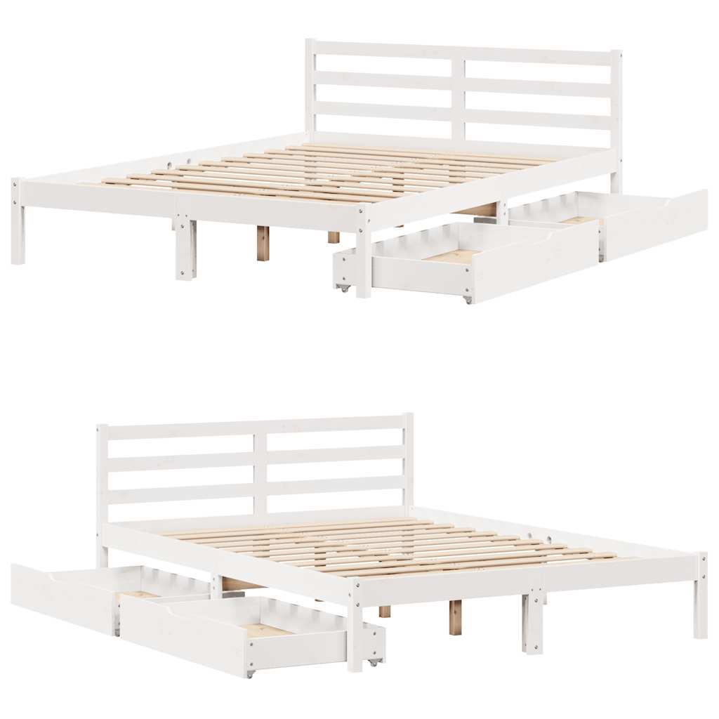 Cadre de lit sans matelas blanc 120x200 cm bois de pin massif - XIOS