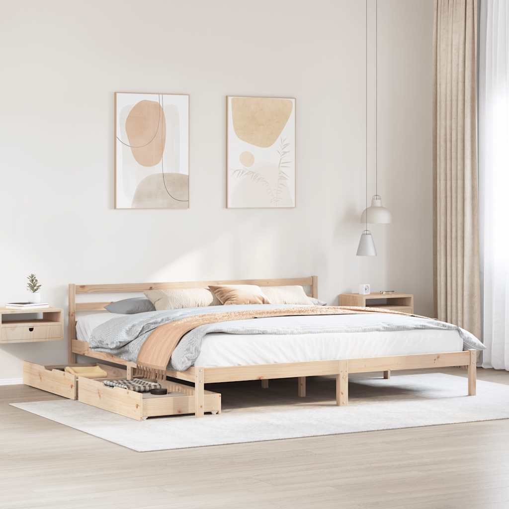 Cadre de lit sans matelas 200x200 cm bois massif de pin - XIOS