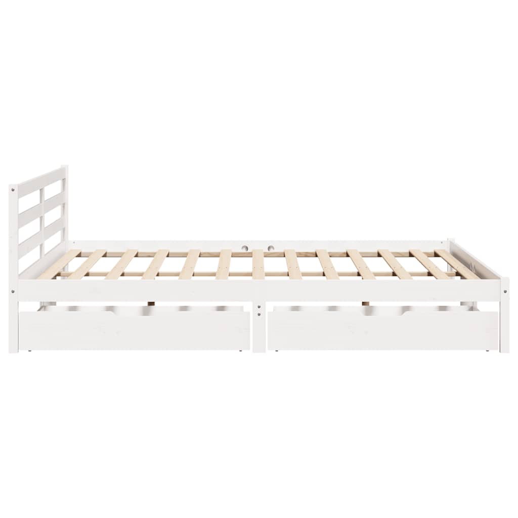 Cadre de lit sans matelas blanc 200x200 cm bois massif de pin - XIOS